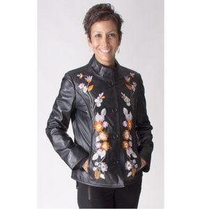Lamb Leather Jacket with Embroidery